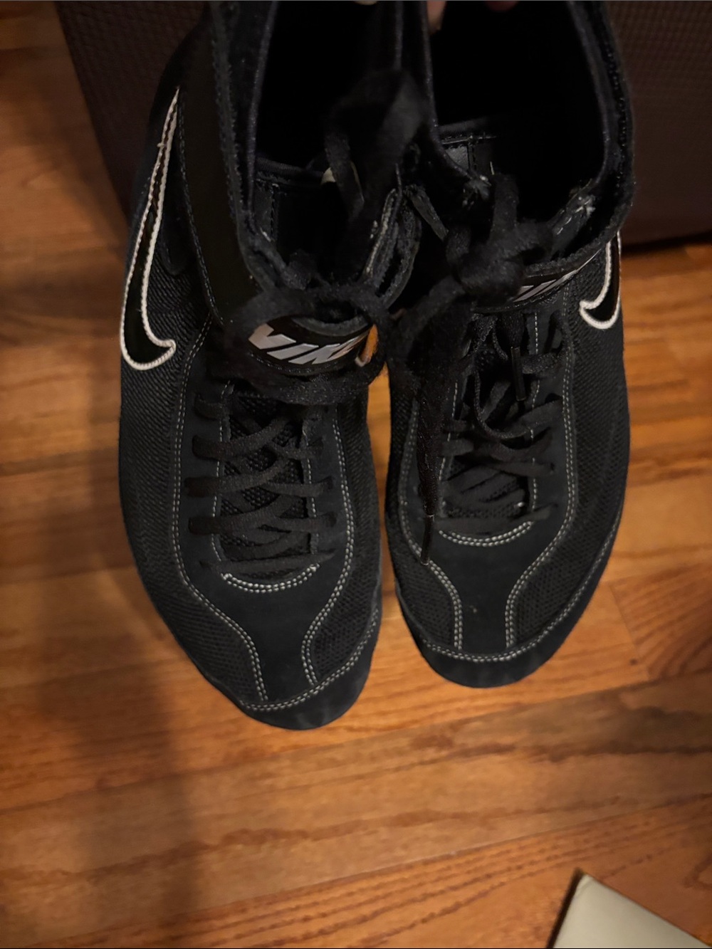 Nike Black WRESTLING Sneakers with White Swoosh - Men's Athletic WRESTLING Shoes